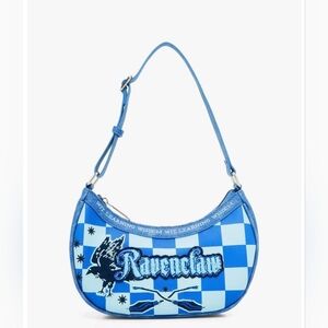 Blue Check Crescent Shoulder Bag with Ravenclaw Patch